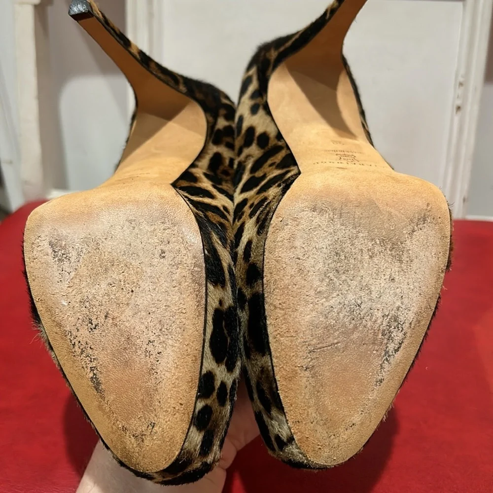 Brian Atwood Ponyhair Animal Print Pumps size 39